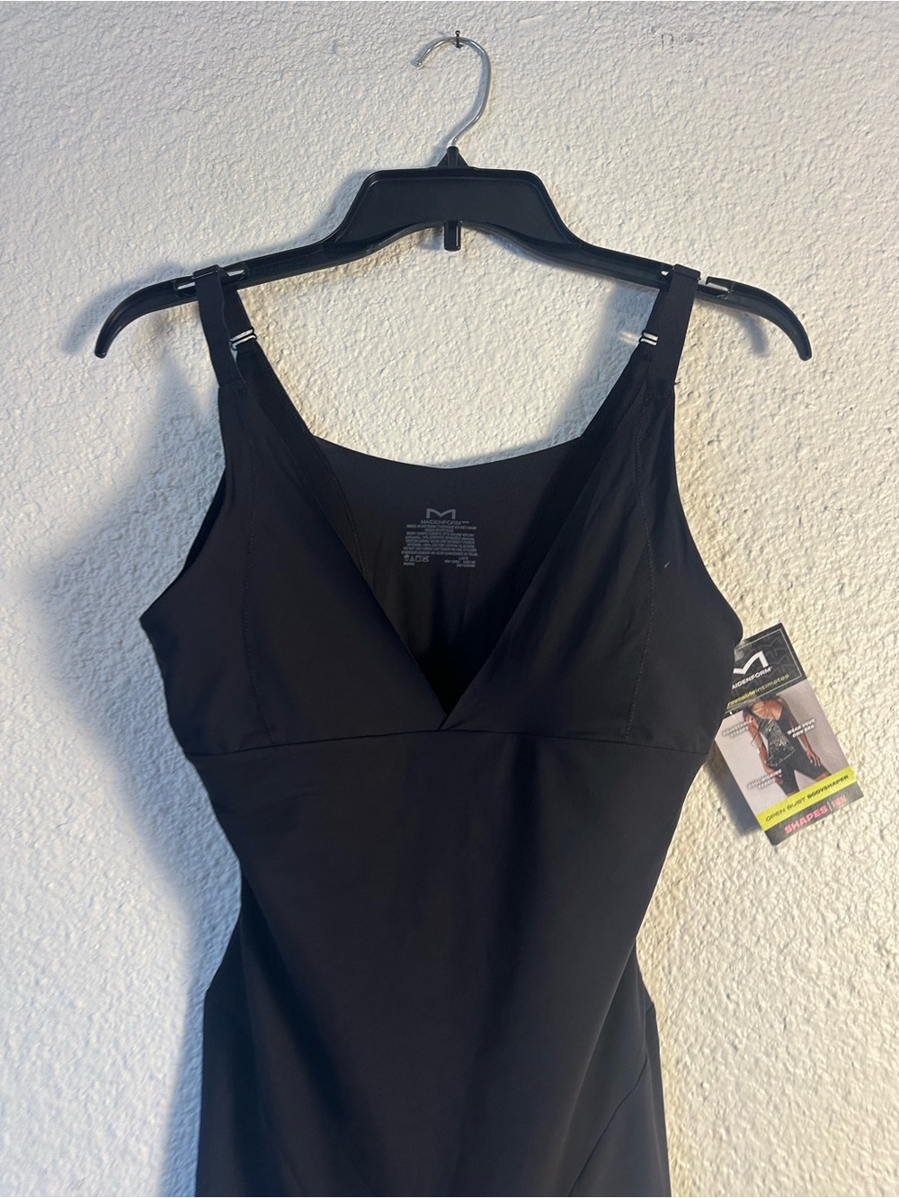 Maidenform Black V‑Neck Shaping One‑Piece small white dot stain